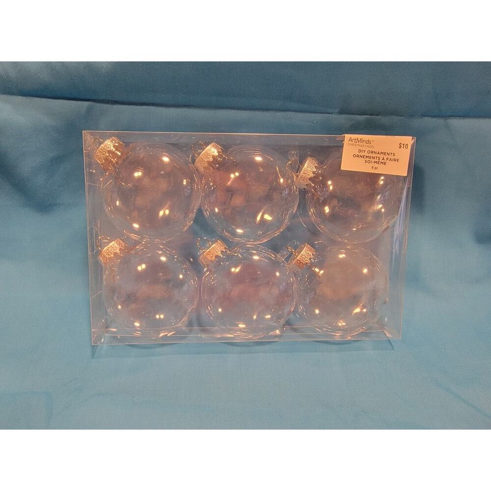 Artminds Clear Plastic Christmas Ornaments 3 inch Disc 6 Pc New In Package